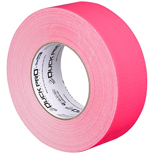 Image of Duck Pro by Shurtape General Purpose Grade, Specialty Grade, Fluorescent Cloth Duct Tape for Labeling, Floor Marking and Book Binding, 48mm x 60yd, 9.0 mil, Fluorescent Pink, 1 Roll (105485)