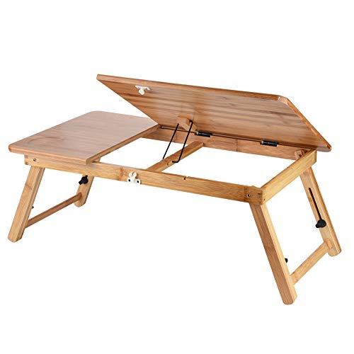 Bureau d'ordinateur pliable réglable en bambou pour travailler sans table - 2