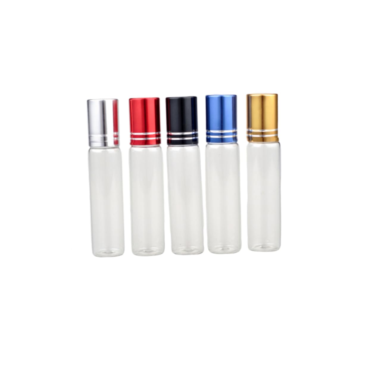 Beaupretty 15pièces Bouteilles De Verre Pour Huiles Essentielles De Flacons Avec Bille Noir Bleu Rouge Pour Échantillonnage Et Voyage