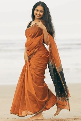 Image of Women's Cotton Soft Silk Sarees | Jamdani Cotton Saree With Attach Unstitched Blouse Piece