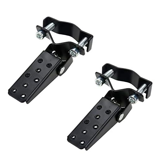 Modengzhe 2 Pcs Foldable Foot Pedals, Universal Frame Clamp-On Type Folding Foot Step Pegs for Motorcycle (Black Plated)