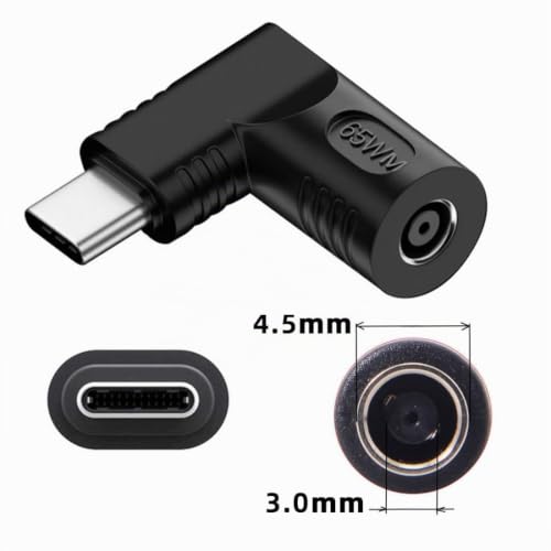 Adaptador de alimentación chenyang con entrada DC 4.5x3.0 mm a USB C 65W angular 2