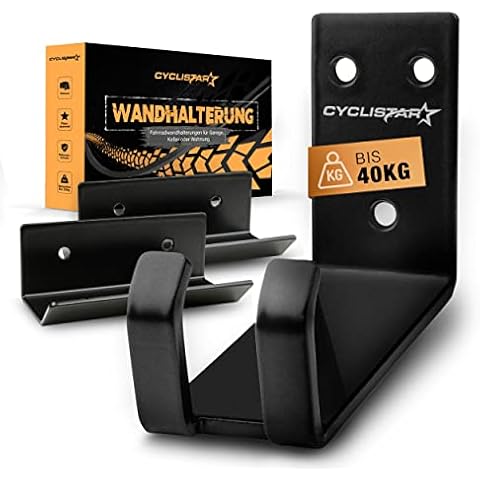 CYCLISTAR Fahrrad Wandhalterung bis 40kg − Robuste Fahrradhalterung Wand für MTB, Rennrad, E-Bike − Fahrradhalter Wand Pedalaufhängung +2x Stützwinkel Cover