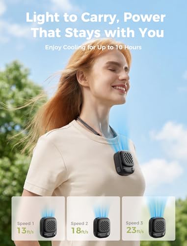 Image of Aecooly Mini Portable Neck Fan, Mighty Hands Free Fan, Magnetic Fit Click 01 USB Rechargeable [10H Max Cooling Time], Personal Battery Powered, Pocket for Travel, Summer, Gifts for Women -Black