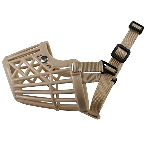 CABLEPELADO Bozal para Perro | Bozal de Canasta para Perros | Evitar Morder | Bozal De Canasta | Ajustable | Ajustable | Medida Circunferencia del hocico: 6 cm | Beige | Talla L