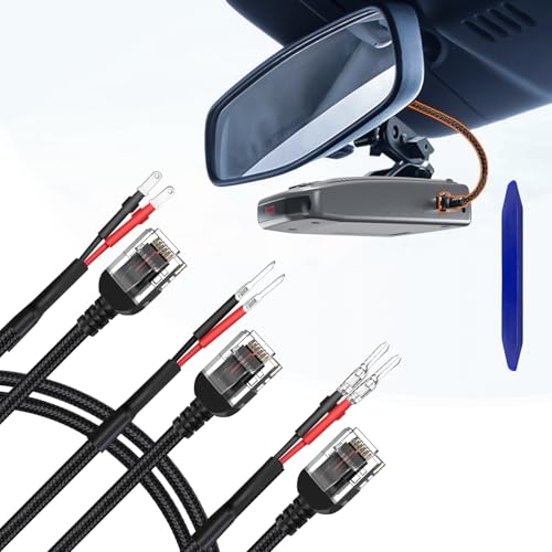 Radar Detector Mirror Power Cable (3-Pack), 16" Braided RJ11 Cord – Universal Radar Detector Cable for Escort, Valentine, Uniden – Durable & Easy Install