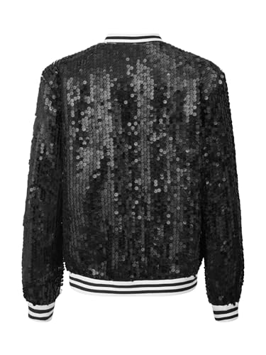 YEAHDOR Girls Sequin Jacket for Kids Glitter Long Sleeve Zip Up Bomber Jackets Sparkle Gradient Coat Outwear4