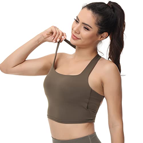 Image of romansong Strappy Yoga Sports Bras for Women Padded Criss-Cross Back Tank Tops