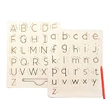 XIXKOLYU Holzbuchstaben-Übungsbrett, Holz-Alphabet-Zeichenbrett, doppelseitig, für Kleinkinder und Vorschul-Lernspielzeug Geschenk für Kinder
