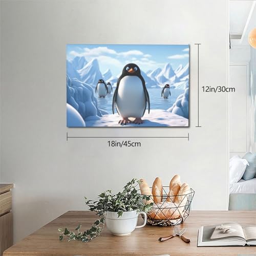 Toile murale moderne pingouin glace tableau salon 30x45 - 7