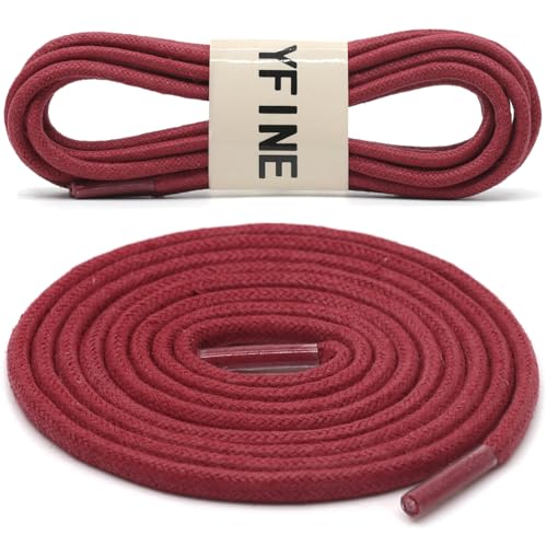 Image of YFINE Waxed Round Shoe Laces: 2 Pairs Oxford Shoelaces for Dress Shoes Boot | 4mm Thick, 20 Colors, 24 inch-71 inch, for Business Footwear, Chukka Boots, Men & Women