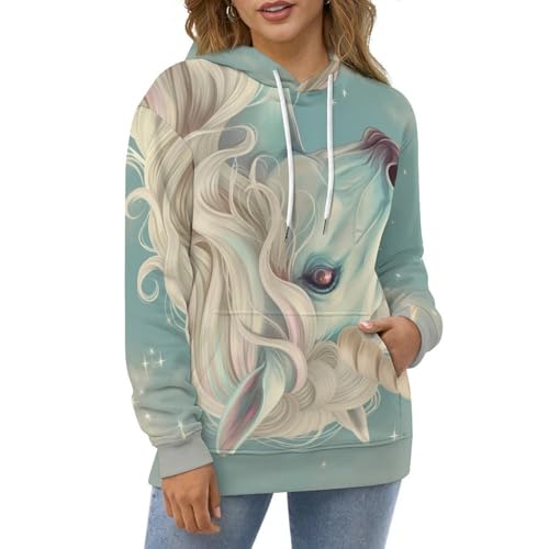 Sweat à capuche licorne blanche idéal pour vos moments de détente à la maison - 2