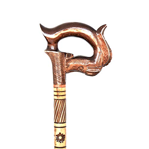 oleksandr.victory Canes Walking Stick Cane Reeds Sticks Wooden Wood Handmade Carving Men Accessories Master Craft (Round Horse)