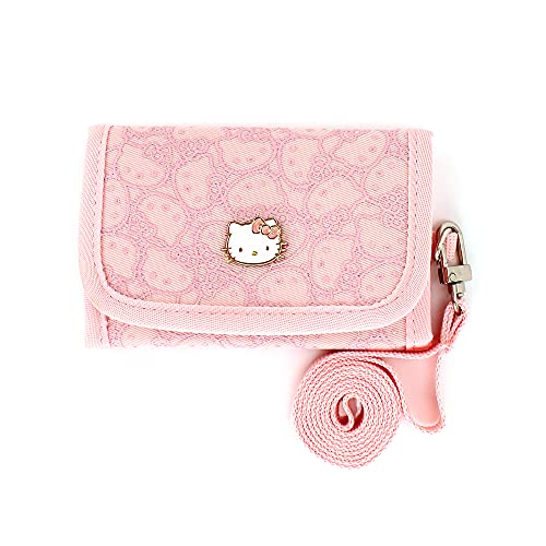 Kitty Pink Neck Wallet with Lanyard Cute Zip Pouch ID Card Holder for Girls