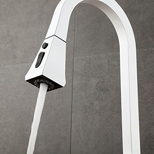 Robinet de cuisine en laiton mitigeur blanc et chrome chic - 5