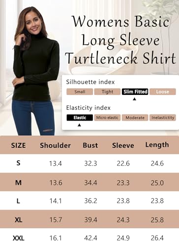 VOBCTY Womens White Turtle Neck Long Sleeve Lightweight Slim Active Shirt White Large