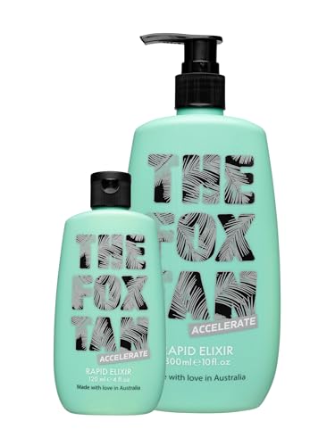 The Fox Tan Double Elixir, For Darker & Faster Tans, Creates Flawlesss, Long-Lasting Tans, Vegan & Cruelty-Free, Rapid Elixir 120mL + 300mL, 2-Pieces
