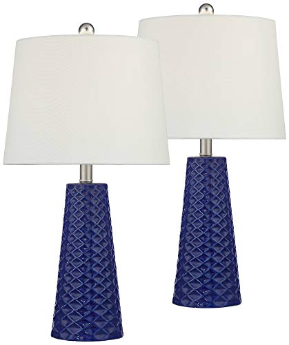 Lámparas de mesa modernas azul cerámica 24" set 2 miniatura 2