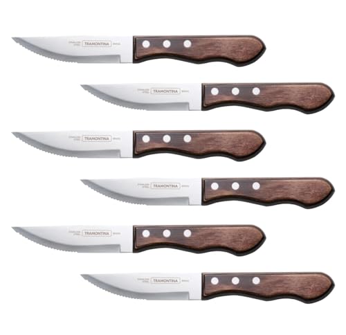 Tramontina 6-Piece Jumbo Steak Knife Set – Stainless Steel Blades with Ergonomic Handles