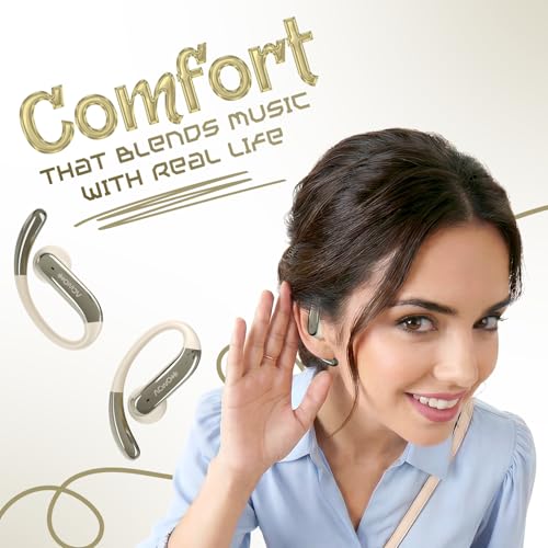 Image of ACwO DwOTS 575 Wireless Open-Ear Headphones, Fashion Purse-Inspired Case, 60H Playtime, IPX5 Water & Sweat Resistant, ENC Calling, Bluetooth Earbuds with 10mm Drivers (Pearl White)