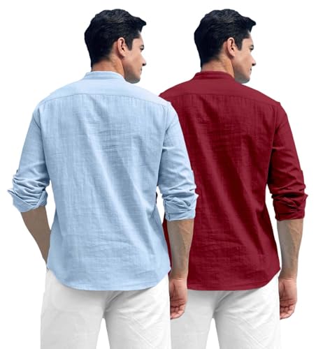 Image of Zombom Men's Kurta || Chinese Collar Long Sleeves || Straight Hip Length Kurtas || Short Kurta for Men || for Festival || Function || Occasion Wear Fancy Kurta for || Best Gifts for Men