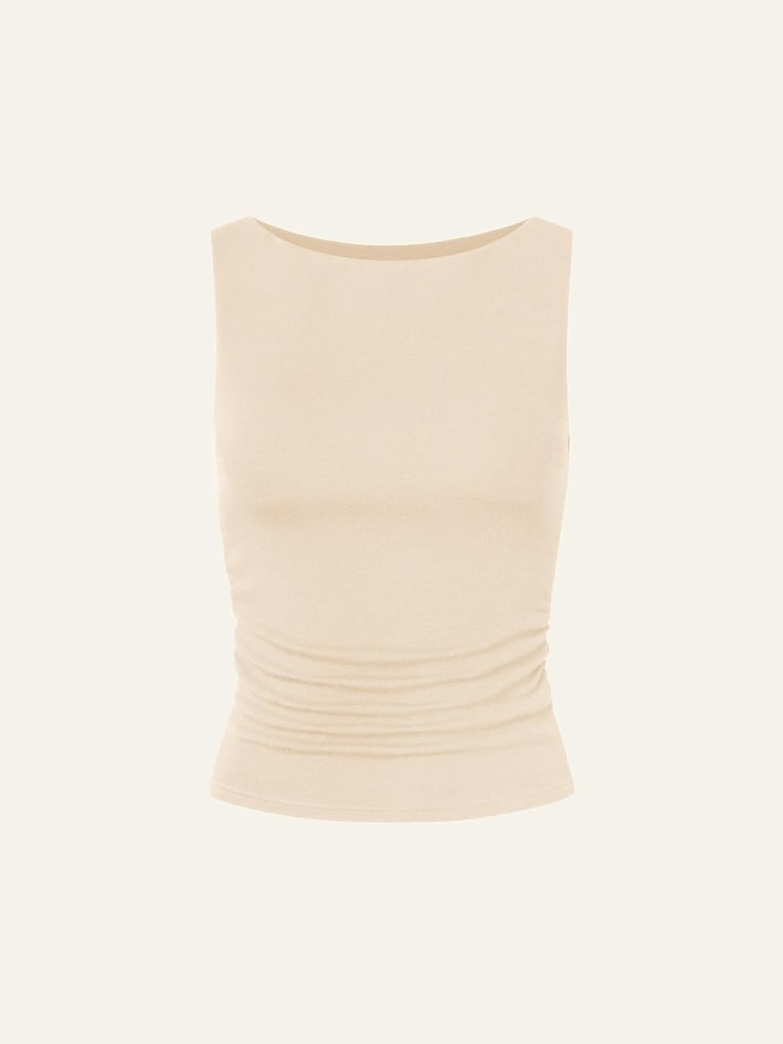 Cicy Bell Womens Boat Neck Tank Tops Summer Tight Ruched Sleeveless Shirts - Image 5