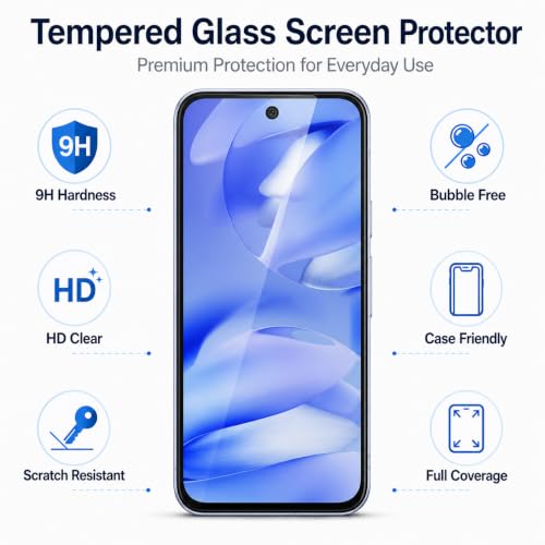 Image of Tempered Glass for Google Pixel 9a | Edge-to-Edge Protection | 9H Military Grade Hardness | Bubble-Free & Case Friendly HD Clear Screen Protector