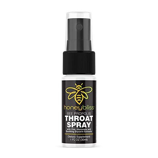 Honeybliss – Propolis Throat Spray – 1 Fl Oz | Unique Glycerin Extracts of Bee Propolis, Echinacea, Elder Berry, Licorice, Peppermint and Marshmallow | Natural Immune Support & Sore Throat Relief