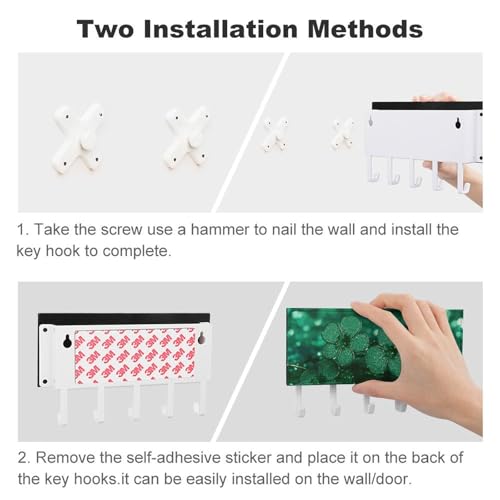 Colgador para llaves de pared verde resistente decorativo de pasillo con 5 ganchos 4