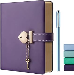 Heart Shaped Lock Diary with Key, Conveys Love and Affection, Diary with Lock for Girls and Women, B6(7.5 x 5.5 inchs) (7.5 x 5.5 inchs) Purple