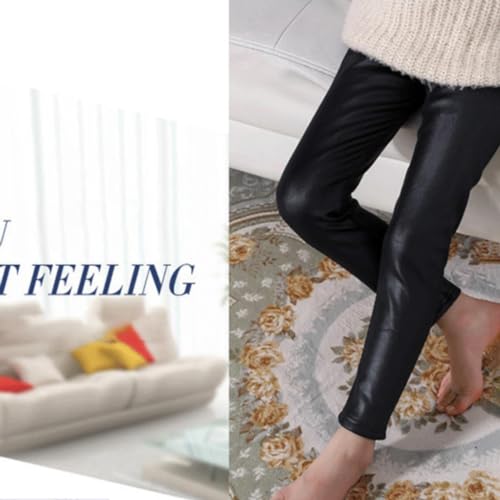 Girls 𝐅aux Leather Fleece Leggings Thick Warm 𝐒tretch Tights Kids Fall Winter Soft Fleece Lined Pants3