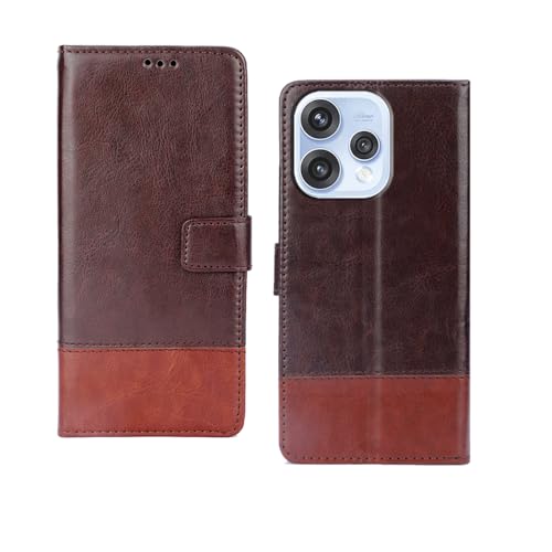 Image of amazon basics Oppo Reno 15 5G Flip Cover | Card Pockets Wallet & Stand | Flip Cover for Oppo Reno 15 5G (Coffee and Tan)