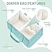 Baby Diaper Caddy Organizer - Portable Nursery Storage Basket for Newborn Essentials, Foldable Diaper Bag Organizer for Baby Shower Gifts and Registry Must-Haves, Car Organizer with Dividers (Blue)