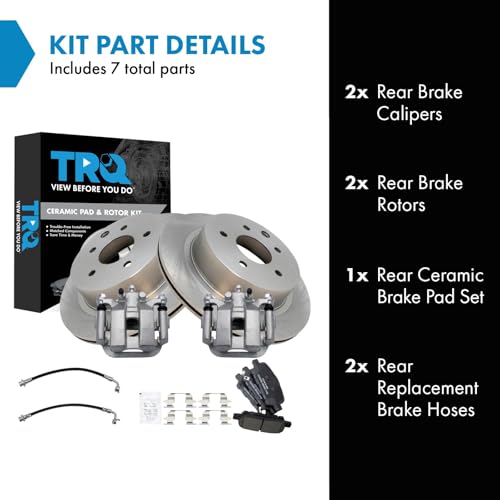 Image of TRQ Rear Brake Pad and Rotor Set Ceramic Calipers Compatible with 2003-2005 Infiniti G35 Nissan 350Z