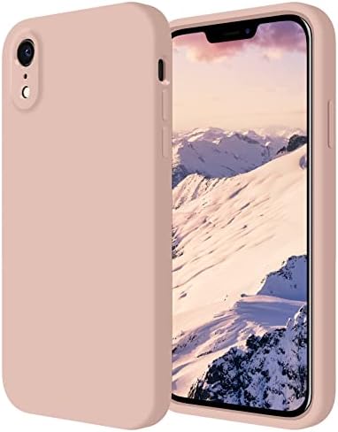 FireNova iPhone XR Case, Silicone Upgraded [Square Edges] & [Camera Protecion] Phone Case with Soft Anti-Scratch Microfiber Lining, 6.1 inch, Pinksand