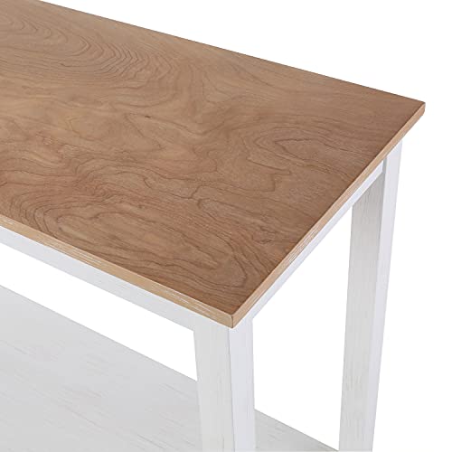 House Of Living Art Console Table With Storage Shelf, White And Light Brown #TOP2