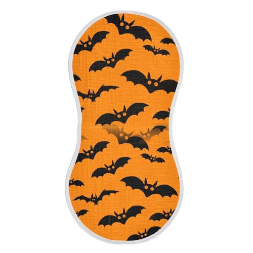 Muslin Burp Cloth for Baby 2PCS Halloween Flying Bats Super Absorbent Burping Cloths, Bibs for Newborn Boys Girls2