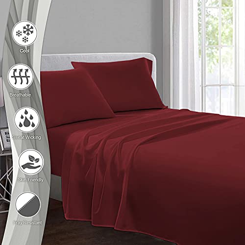 Pizuna Pure Combed Cotton Double Flat Sheet Rio Red, 600 Thread Count Long Staple Brushed Cotton Flat Sheets Double - Image 2