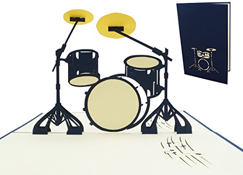 'Lin, Pop Up Tarjetas Música, 3d Tarjetas de felicitación "Música, cumpleaños tarjeta de batería, drum Set, Drum Kit, Tambores, n282