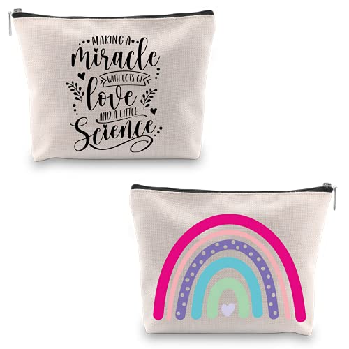WCGXKO IVF Mom Gift Infertility Warrior IVF IUI Makeup Bag Making A Miracle With Lots Of Love And A Little Science (Making A Miracle)