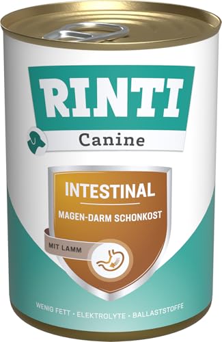 RINTI - Canine Intestinal | Leicht verdauliches Diät Nassfutter für ausgewachsene Hunde mit gastrointestinalen Problemen. Alleinfutter mit erhöhtem Elektrolytgehalt in der Dose | 12x400g Lamm