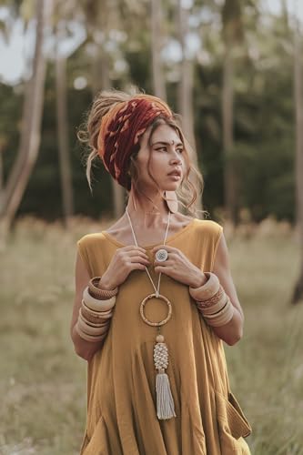 Image of Thaluta Women's Boho Cotton Sleeveless Dress Casual Loose Fit Maxi Dress with Big Pockets Fair Trade Light Summer Sundress