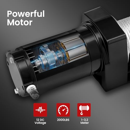 Foto von Trintion Elektrische Seilwinde 907kg 15 m Seil Winde 12V Elektrowinde Werkstatt Garage Boot Anhänger Quad ATV