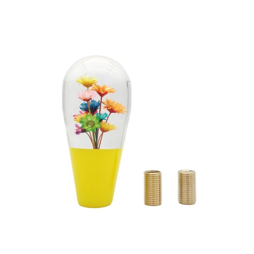 Hyasdbwe Yellow Jdm Car Accessories 10Cm Flower Gear Shift Knob Manual Acrylic Crystal Transparent Gear Shifter Lever Change Knob Gear Shifter Parts(Yellow)