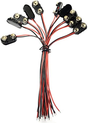 LAMPVPATH (Pack of 10) I-Type 9V Battery Connector, 9 Volt Battery Clip, 9V Battery Clip Connector with Wire and Hard Buckle Plastic Housing