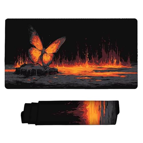 Gaming mouse pad papillon orange grand format pour setup maison et bureau - 2