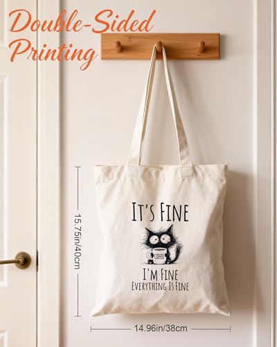 Image of Aesthetic Canvas Tote Bag for Women with Magnetic Buckle and Zipper Inner Pocket