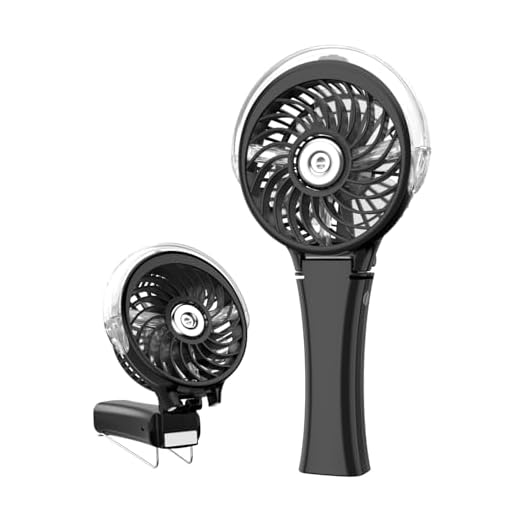 HandFan Small Handheld Misting Fan Battery Operated Mister Fan Portable Personal Mist Fan Rechargeable Water Spray Fan Mister Foldable with Colorful LED Nightlights, 3 Speeds, Strong Wind for Travel Disney Land Beach (Black)