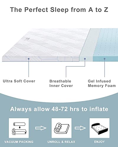 Bedstory 2 Inch Memory Foam Mattress Topper, Twin Size Gel Infused Bed Toppers, Soft Foam Mattress Pad With Removable Cover, Premium Memory Foam #TOP6