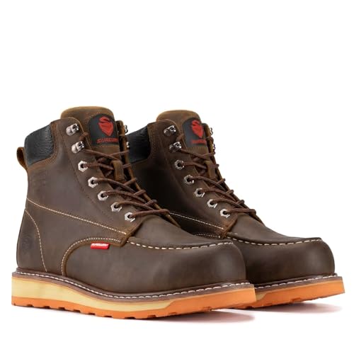 Image of SUREWAY 6 inch Mens Heavy Duty Soft /Composite /Steel Toe Work Boots for Men,Comfortable & Durable,GoodyearWelt,Full Grain Leather,Oil /Slip Resistant,Wedge Moc Toe Industrial Construction Boots /Shoes